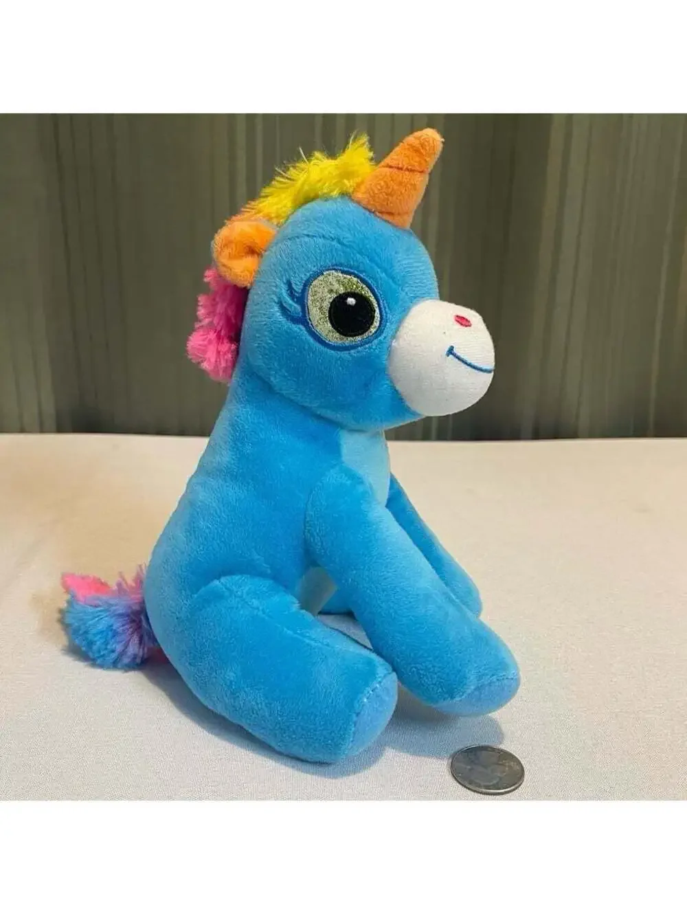 Blue Unicorn Plush with Big Glittery Eyes